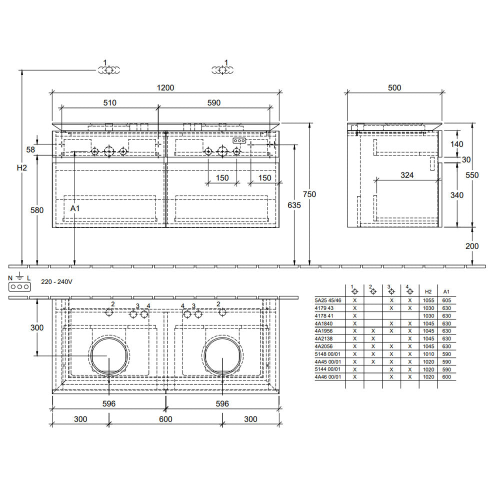 Villeroy & Boch Lagato Double Twin Drawer With Wash Basin Villeroy & Boch