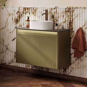 Adorn Wall Hung Fluted Vanity Unit With Edale Washbasin In Matt White Adorn