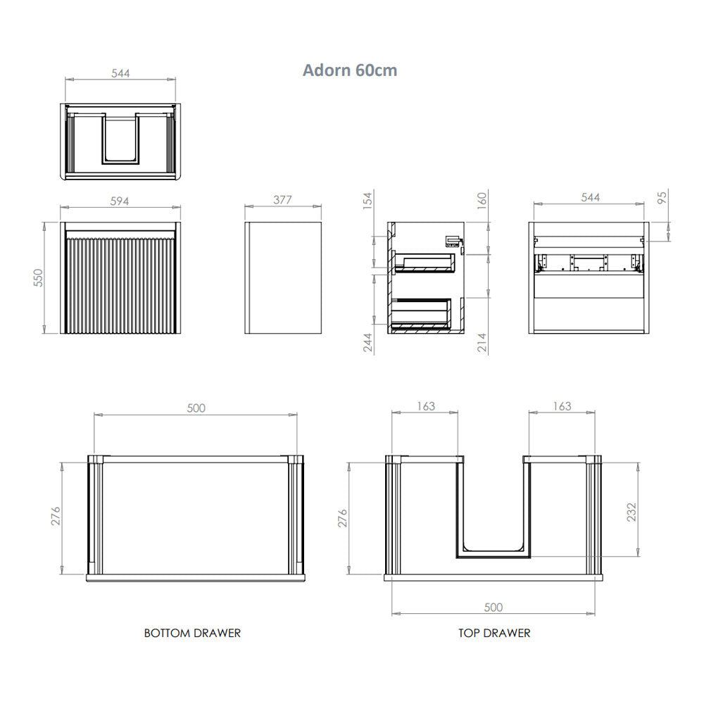 Adorn Wall Hung Fluted Vanity Unit With Edale Washbasin In Matt White Adorn