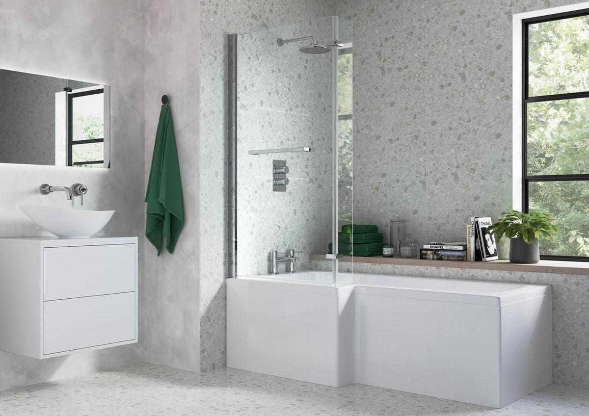 Auvellis 815x1500mm L Shape Bath Screen (6mm)