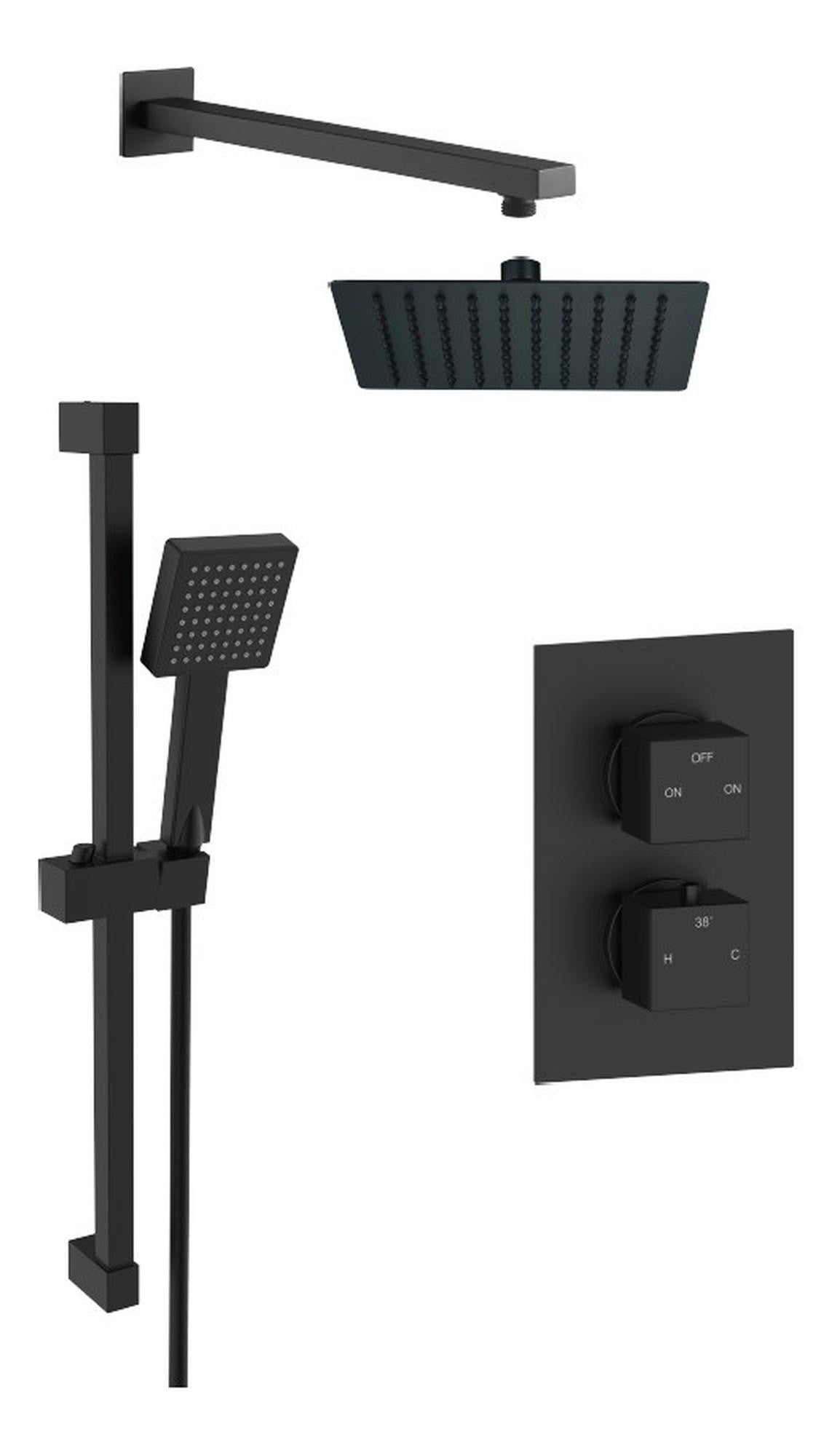 Auvellis Linaro Square Concealed Thermostatic Shower Pack – Matt Black