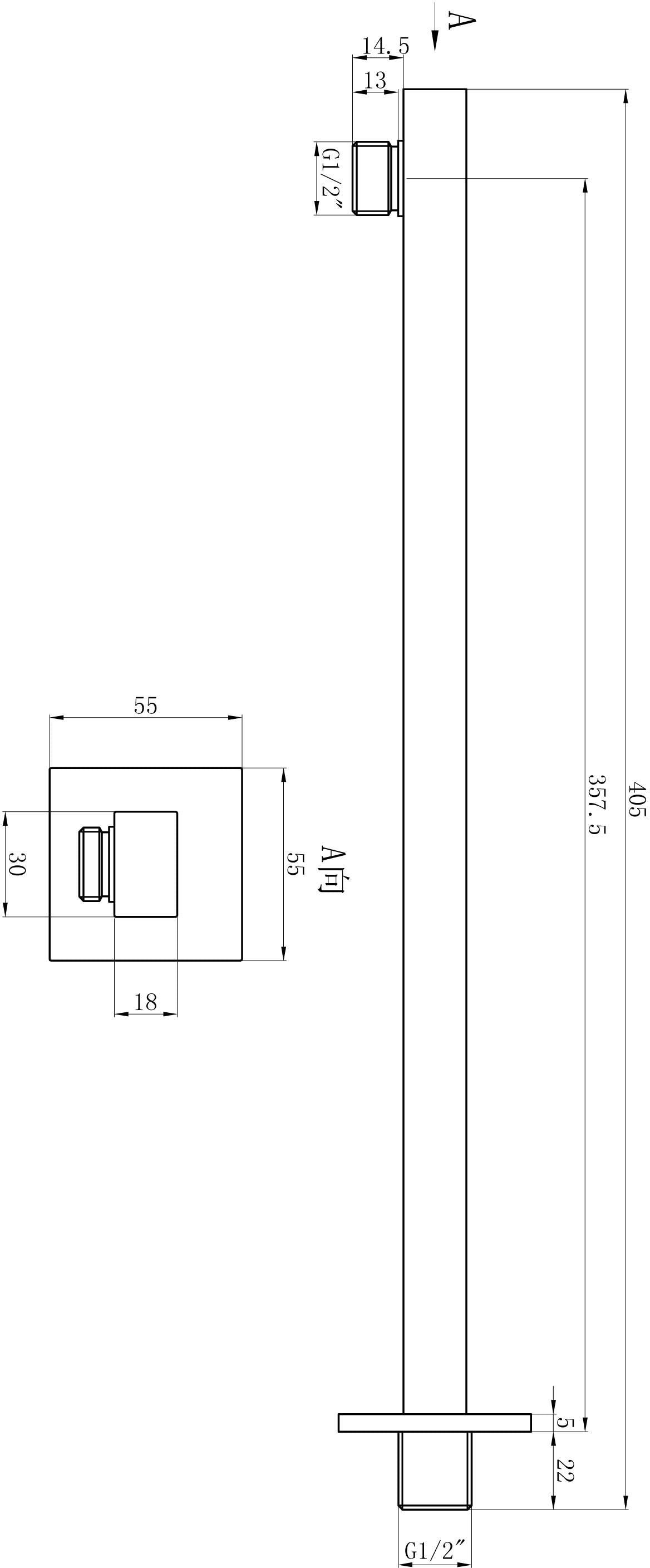 Auvellis Linaro Square Concealed Shower Pack – Matt Black technical drawing 2