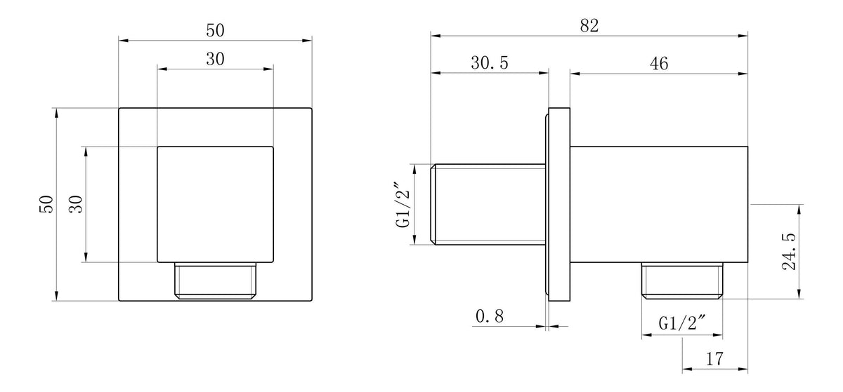 Auvellis Linaro Square Concealed Shower Pack – Matt Black technical drawing 5