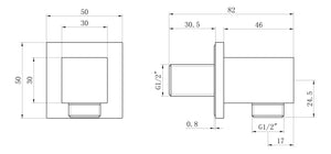 Auvellis Linaro Square Concealed Shower Pack – Matt Black technical drawing 5