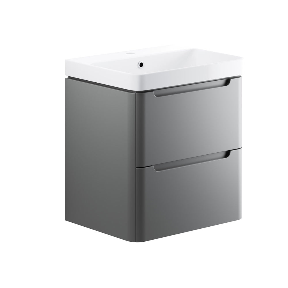 Lambra Wall Mounted 2 Drawer Unit And Washbasin 605mm Pureflo
