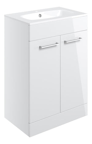 Auvellis Volta 610mm Floor Standing 2 Door Basin Unit & Thin Edge Basin