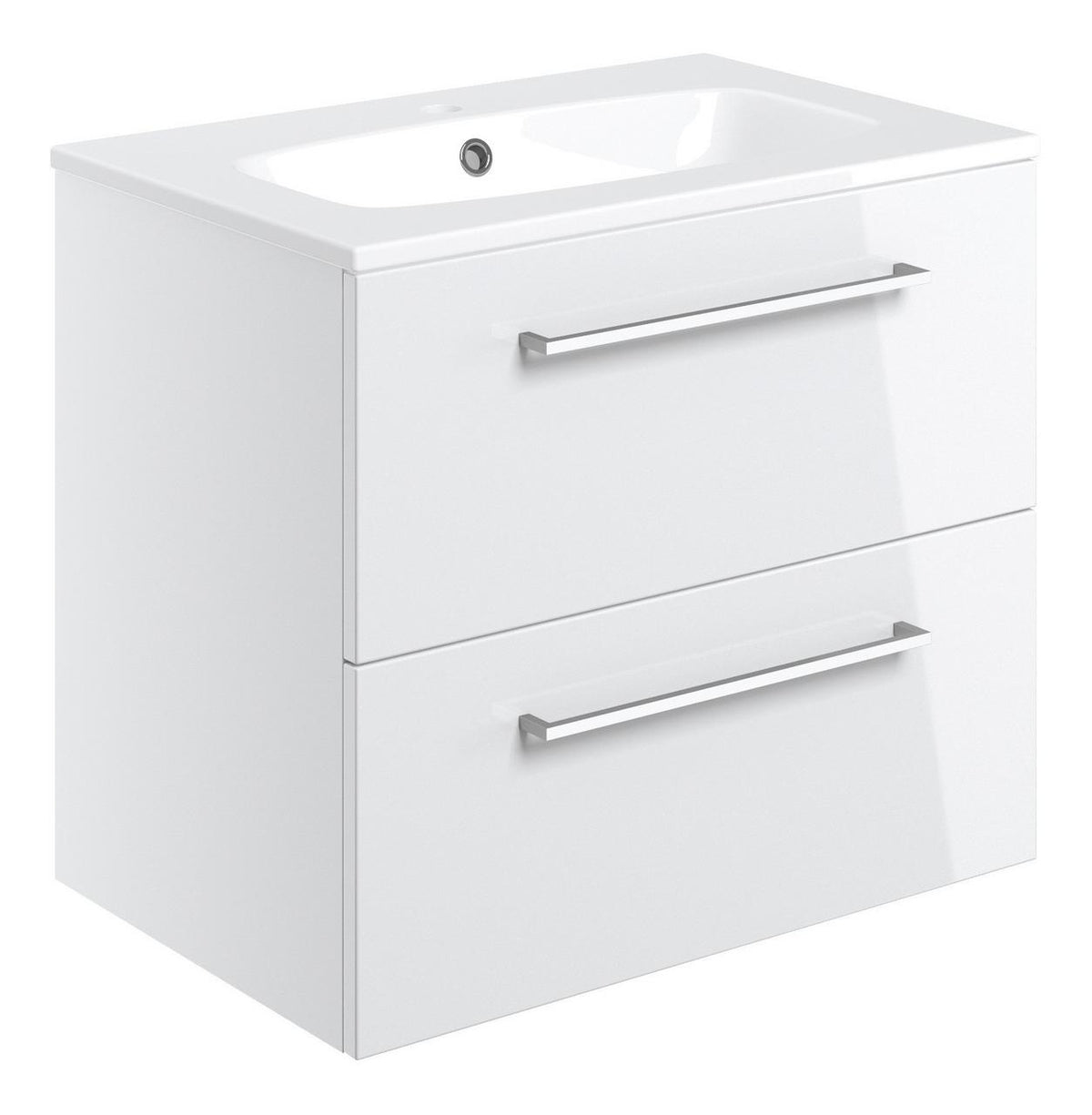 Auvellis Volta 610mm Wall Hung 2 Drawer Basin Unit & Thin Edge Basin