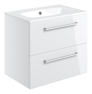 Auvellis Volta 610mm Wall Hung 2 Drawer Basin Unit & Thin Edge Basin