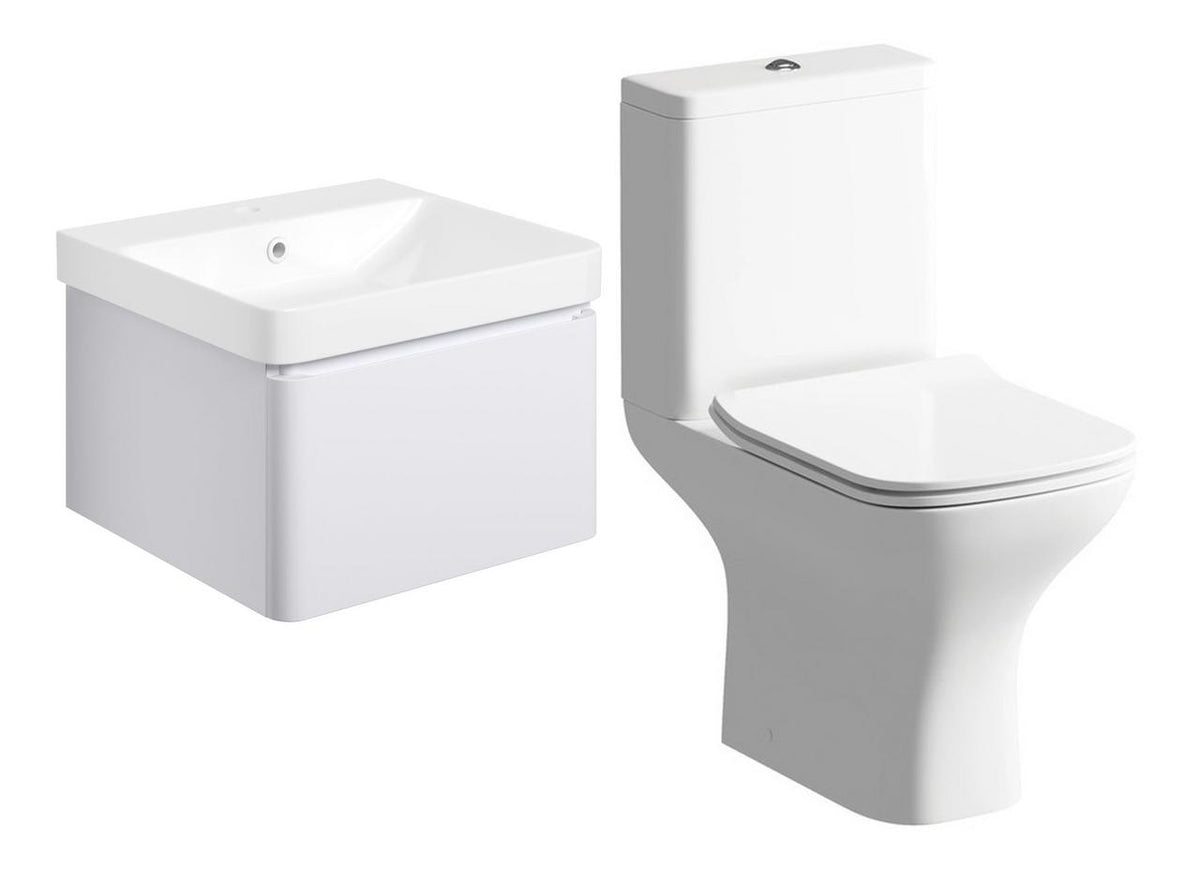 Auvellis Lunero Cosmos 500mm Basin Unit & Rimless Close-Coupled WC Pack