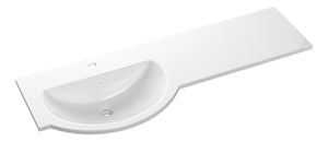 Auvellis 1244mm white standard round one-piece basin and worktop – left hand