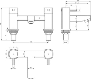 Auvellis Linaro Bath Filler – Chrome technical drawing
