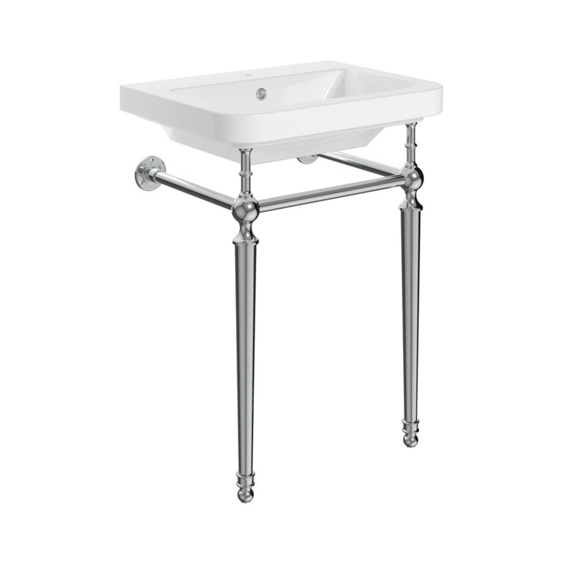 Pureflo Celine 610mm console basin with Chrome washstand – product view