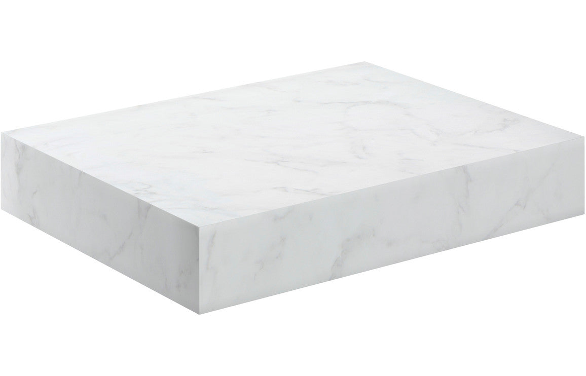 Auvellis Natural 600mm wall-hung basin shelf in White Marble – clean product view