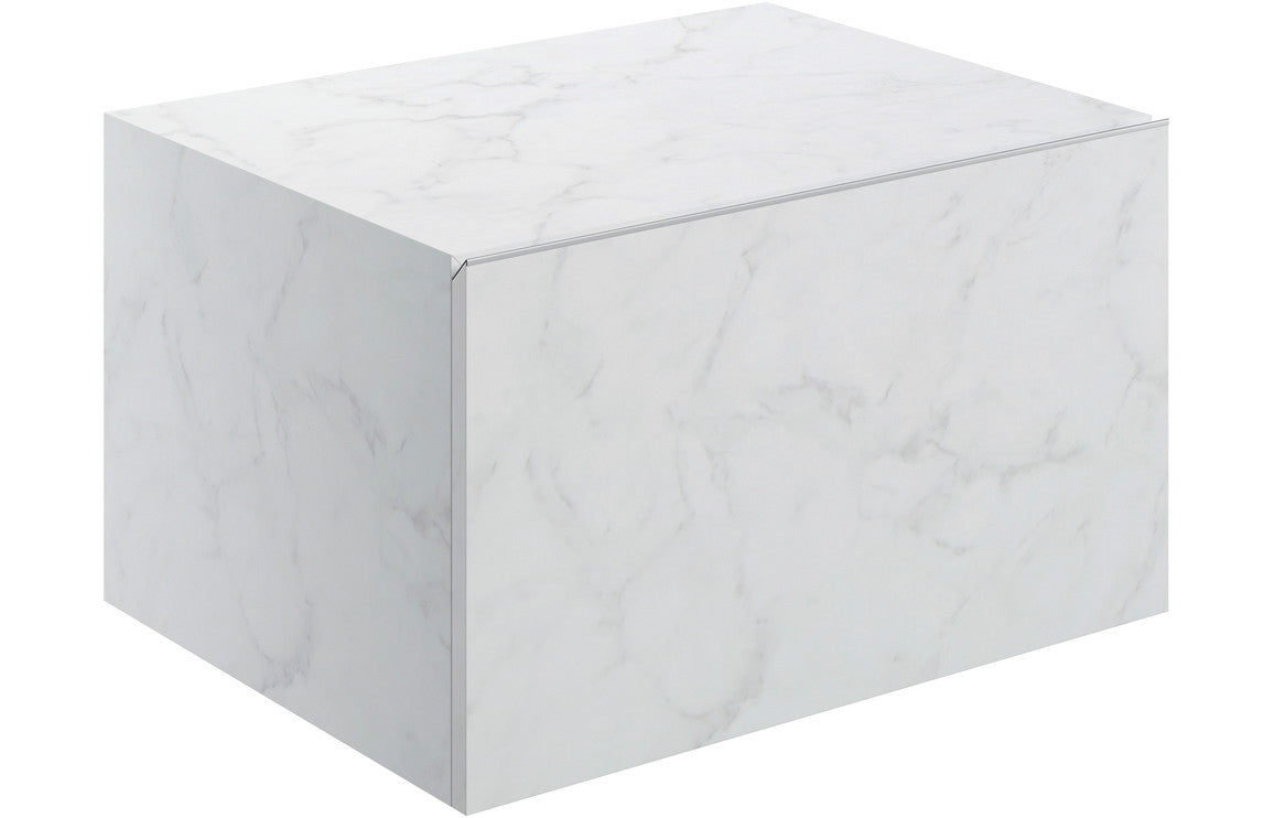 Auvellis Natural 600mm wall-hung storage drawer in White Marble – representative product view