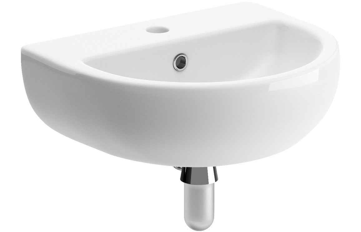 Pureflo Tuscany 450mm cloakroom basin and bottle trap – clean product view