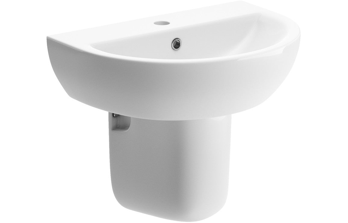 Pureflo Tuscany 550mm basin and semi pedestal – clean product view