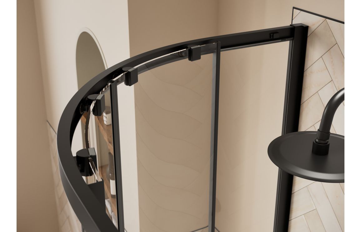 Auvellis Classix 2 Door Quadrant Shower Enclosure – Matt Black – detail view