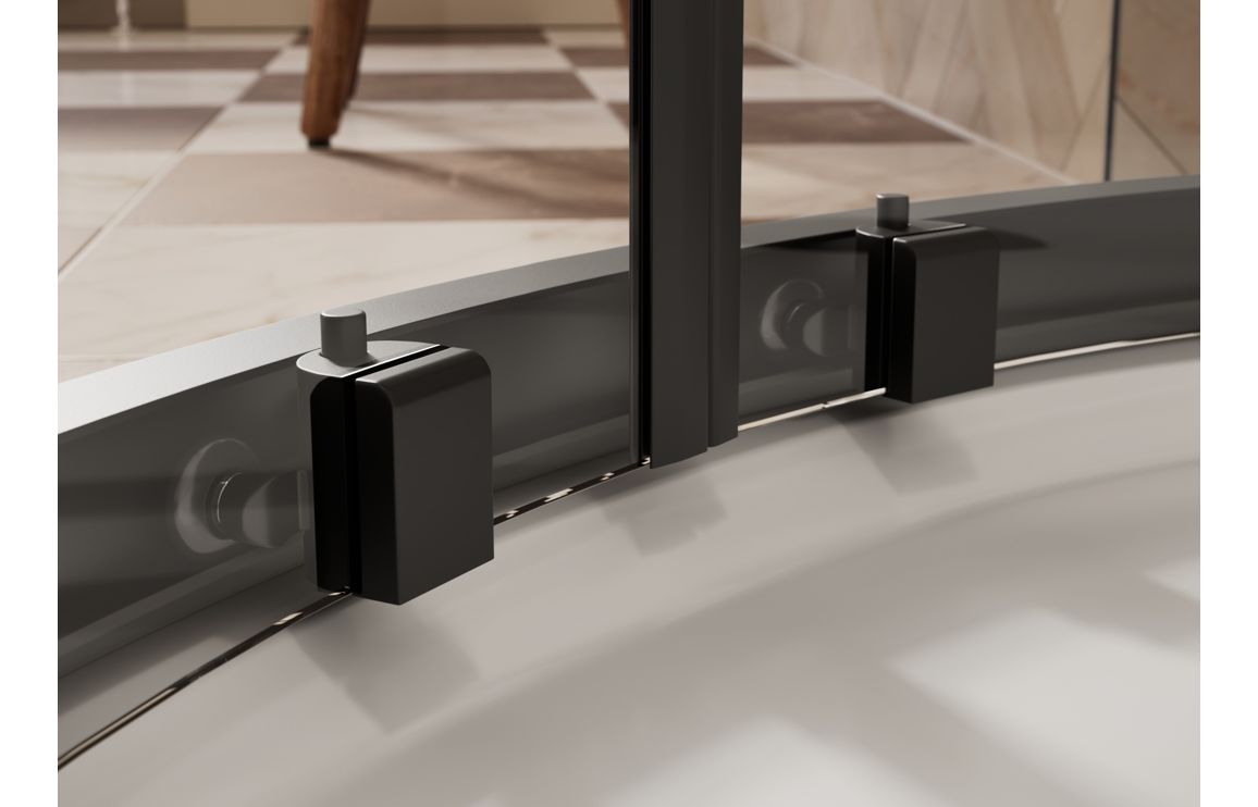 Auvellis Classix 2 Door Quadrant Shower Enclosure – Matt Black – detail view