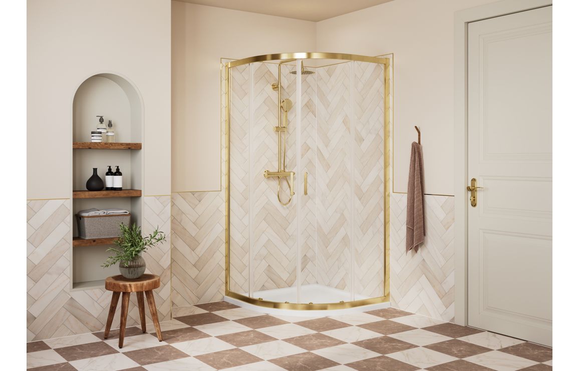 Auvellis Classix 2 Door Quadrant Shower Enclosure – Brushed Brass – room setting