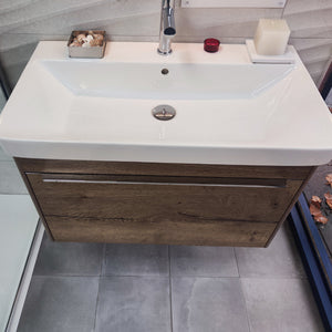 Sydney 800x460mm Single Drawer Basin & Vanity Unit – Tobacco Oak Sydney