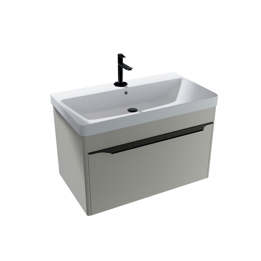 Sydney Gloss White Finish Wall Hung Vanity Unit With Ceramic Wash Basin In White Pureflo