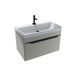 Sydney Gloss White Finish Wall Hung Vanity Unit With Ceramic Wash Basin In White Pureflo