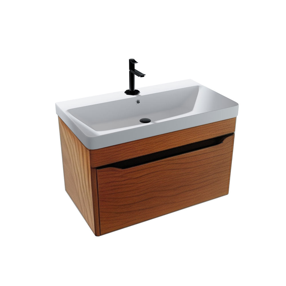 Sydney Gloss White Finish Wall Hung Vanity Unit With Ceramic Wash Basin In White Pureflo