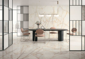 TAU Onice Gold tiles in a finished room setting