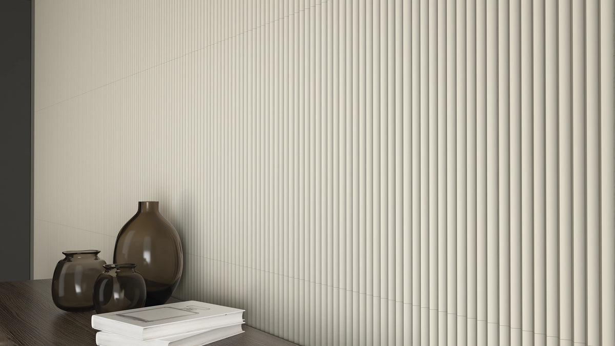 TAU Tornares Gredos White decorative wall tiles in an official room setting