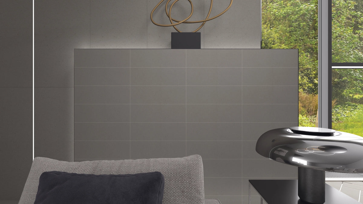 TAU Tornares Hiru Porcelain Tiles — official TAU room setting; other surfaces and furnishings shown for inspiration